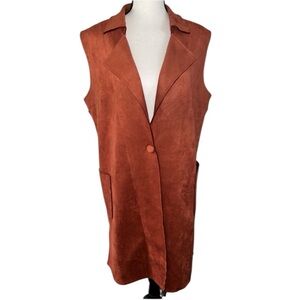 Anthropologie Solitaire Sleeveless Cardigan Jacket Women’s XL Soft Faux Suede